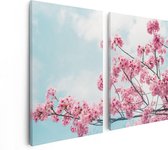 Artaza Canvas Schilderij Tweeluik Roze Bloesemboom - Bloemen - 80x60 - Foto Op Canvas - Canvas Print