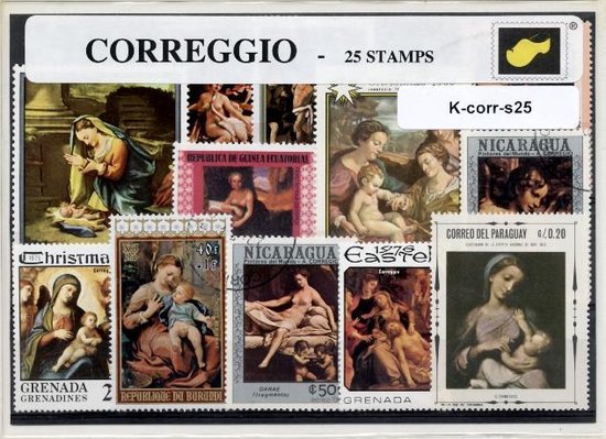 Afbeelding van het spel Antonio da Corregio – Luxe postzegel pakket (A6 formaat) : collectie van 25 verschillende postzegels van Corregio – kan als ansichtkaart in een A6 envelop - authentiek cadeau - kado - geschenk - kaart - italiaanse schilder - venetiaans - renaissance
