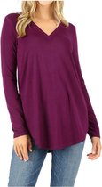 ZENANA | Premium V-hals Top | Dark Plum | LARGE