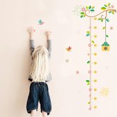 Muursticker Kinderkamer - Groeimeter - Wand Decoratie - Vogeltjes en Vogelhuisje - 170 x 100 cm