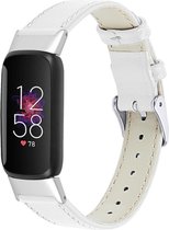 YONO Leer Bandje geschikt voor Fitbit Luxe - Vervangende Leren Armband - Wit