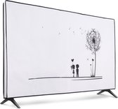kwmobile hoes voor 55" TV - Beschermhoes voor televisie - Schermafdekking voor TV in zwart / wit - Paardenbloemen Liefde design