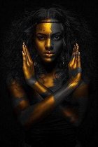 Goud En Zwarte Vrouw Model Print Poster Wall Art Kunst Canvas Printing Op Papier Living Decoratie 60X100cm Multi-color