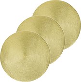 4x Ronde placemats goud 38 cm rotan look kunststof - Onderleggers