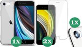 iPhone SE 2020 Hoesje Transparant Shock Case - 1x Hoesje voor Apple iPhone SE 2020 / 8 / 7 + 2x Screenprotector Glas + 1x Camera Screen Protector