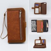 H.K. boekhoesje/bookcase bruin met rits + portemonnee  geschikt voor Apple iPhone 12 PRO