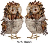 Set a 2 stuks Forrest Figurine Owl-Uil-Herfst-Decoratie-Natuur