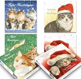 Francien Katten kerstkaarten - mapje met 4x5 stuks- set 1