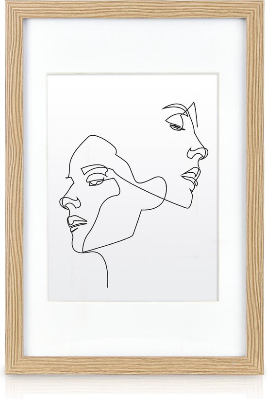 bomoe Nature Set van 24 Fotolijsten Houten Picture Frames - 10x 10,5x15cm / 8x 13x18cm / 4x 15x20cm / 2x 20x30cm - kunststof glas Fotolijst van Hout - Metalen Ophanging - Standaard