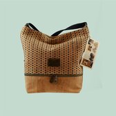 Modieuze Crossbody Tas gemaakt van 100% natuurlijk kurk. Kleur: Naturel-Blauw.