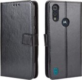 Bookcase Geschikt voor: Motorola Moto E6i - Zwart - portemonnee hoesje