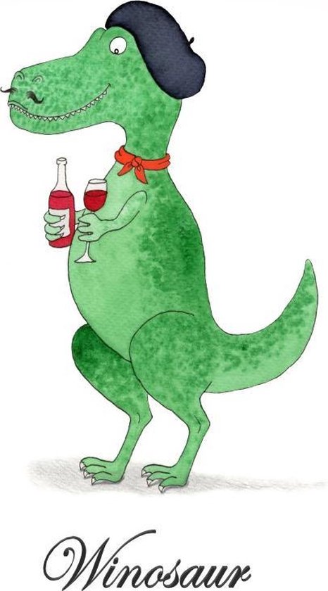 Winosaur - Poster A3 - Decoratie - Interieur - Keuken - Wijn - Dinosaurus - Grappig - Engels