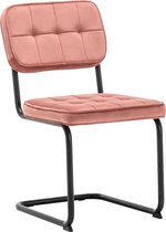 Eetkamerstoelen Set van 2 Flexa - Roze - Metaalpoot - Fluweel