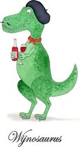 Wijnosaurus - Poster A3 - Decoratie - Interieur - Keuken - Wijn - Dinosaurus - Grappig