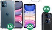 iPhone 11 Hoesje Transparant Shock Case - 1x Hoesje voor Apple iPhone 11 + 2x Screenprotector Glas + 2x Camera Screen Protector