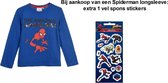 Spiderman Marvel Longsleeve T-shirt met pailletten. Maat 128 cm / 8 jaar. + EXTRA 1x Spiderman spons stickers.