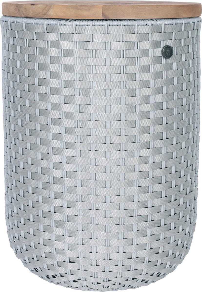 Poef met opbergruimte - Opberger - Opbergpoef - Zitpoef - Krukje - Bijzettafel - Duurzaam - Hand gevlochten - Handed By Halo SIT -- lichtgrijs - flint grey