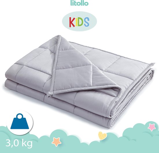 Litollo Verzwaringsdeken kind 3 kg - Weighted Blanket Peuter - Zwaartedeken - Duurzaam Bamboe Materiaal - Antraciet - 100x150cm