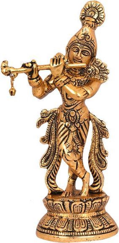 N3 Collecties Krishna Idols Vergulde Fluit Spelen Krishan Decoratief Pronkstuk Beeldje