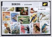 Vogels – Luxe postzegel pakket (A6 formaat) : collectie van 25 verschillende postzegels van vogels – kan als ansichtkaart in een A6 envelop - authentiek cadeau - kado - geschenk - kaart - vogel - vliegen - vleugels  - geluk - Aves - Chordata