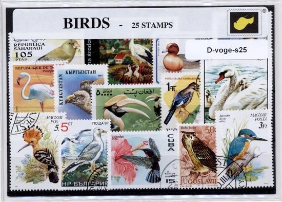 Afbeelding van het spel Vogels – Luxe postzegel pakket (A6 formaat) : collectie van 25 verschillende postzegels van vogels – kan als ansichtkaart in een A6 envelop - authentiek cadeau - kado - geschenk - kaart - vogel - vliegen - vleugels  - geluk - Aves - Chordata