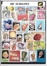 Schelpen – Luxe postzegel pakket (C5 formaat) : collectie van 200 verschillende postzegels van schelpen – kan als ansichtkaart in een C5 envelop - authentiek cadeau - kado - gesche