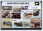 Nijlpaarden – Luxe postzegel pakket (A6 formaat) : collectie van verschillende postzegels van nijlpaarden – kan als ansichtkaart in een A6 envelop - authentiek cadeau - kado - gesc