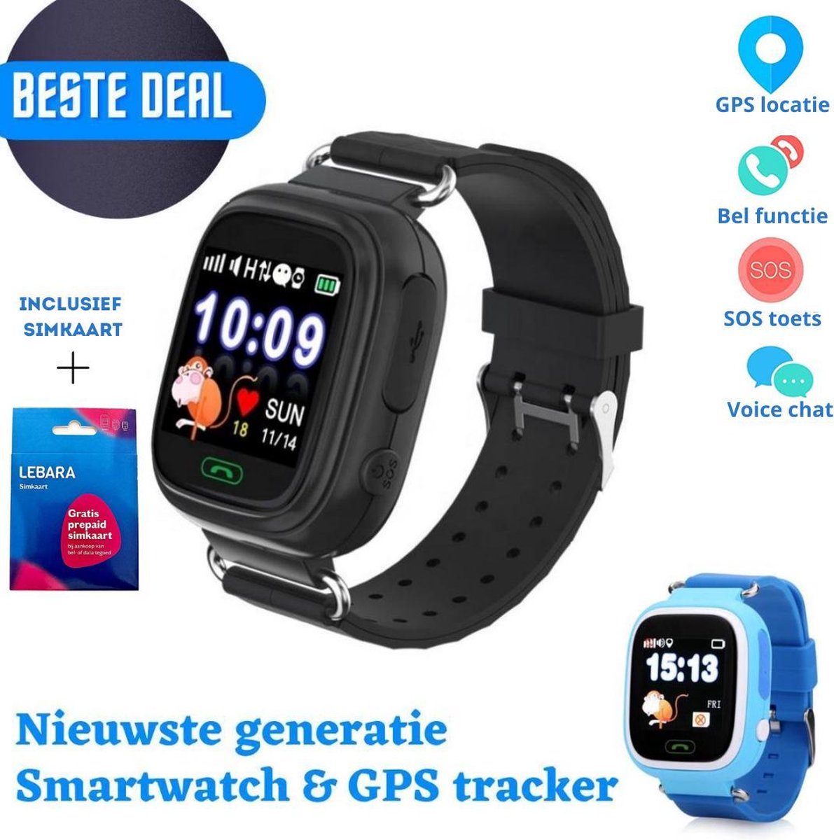 Kinder Smartwatch Horloge GPS met Simkaart GPS Horloge Kind Smartwatch Kinderen