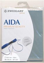 Zweigart borduurstof aida 16ct/ 6.4kruisje blauw/grijs 594 afm. 48x53cm