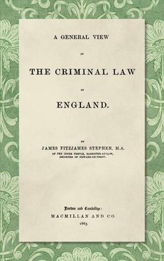 A General View of the Criminal Law of England - cover