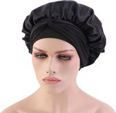 Slaapmuts – Tulband – Headwrap – Hoofdband – Bonnet – Slaap cap – Nachtmuts – Satijn bonnet – Satijn – Haarverzorging – Luxe slaapmuts - Zwart