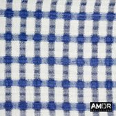 Sjaal blauw - 100% natuurlijke zijde - handgeweven checks