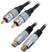 HQ 2x RCA (tulp) male naar 2x RCA (tulp) female verleng kabel