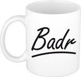 Badr naam cadeau mok / beker met sierlijke letters - Cadeau collega/ vaderdag/ verjaardag of persoonlijke voornaam mok werknemers