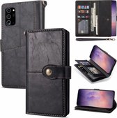 iPhone 12 Pro Luxe Book Case Hoesje met Koord - PU Leer - Pasjeshouder - Magnetische Sluiting - Apple iPhone 12 Pro - Zwart