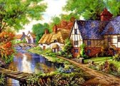 Diamond painting - cottages aan het water - 30x40 - full - vierkant