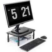 LifeGoods Monitor Standaard Hoogte Verstelbaar Opberglade Laptop / Beeldscherm Verhoger 39,5x25x5 CM Zwart