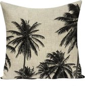 Moodadventures | Kussens | Kussenhoes Vintage Palmtrees | 45x45 | Naturel-Zwart