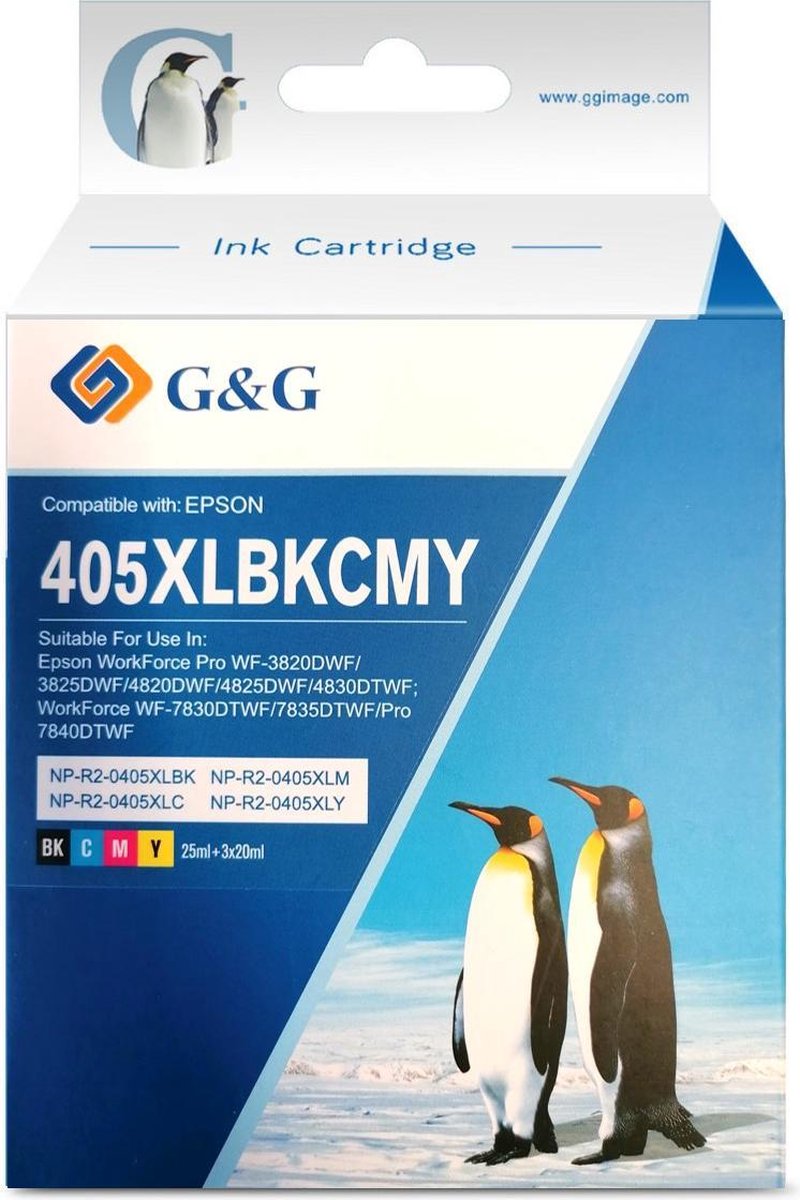 G&G 405 XL inktcartridges voor Epson 405 405XL -4 packs-zwart, cyaan ...