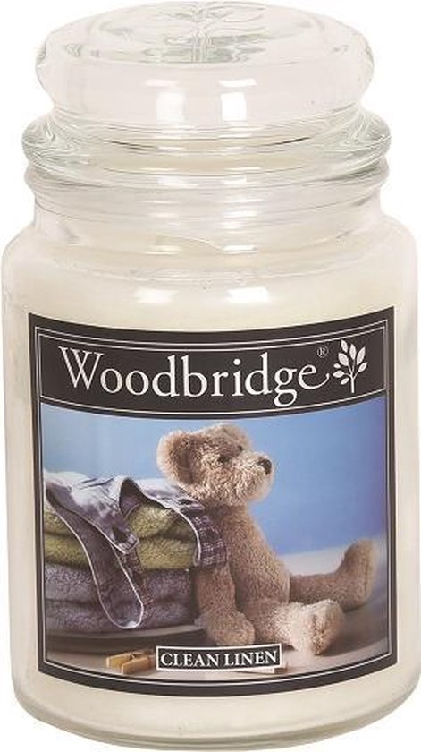Woodbridge Clean Linen 565g Large Candle met 2 lonten