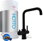 HOTTO Combiset 8 liter Inhoud  Met Quadro kraan Zwart, complete set, inclusief installatie materiaal