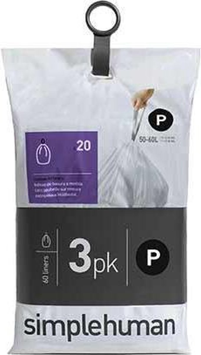 Trash bags, code P, 50-60 L / 60 pcs. plastic - simplehuman brand