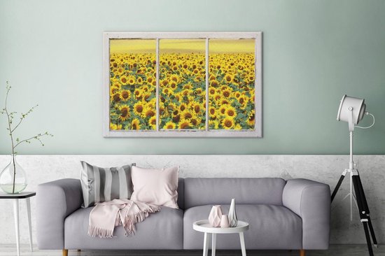 Peintures sur Toile Transparent - Tournesol - Jaune - 140x90 cm - Décoration murale