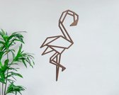 HOUTEN WANDDECORATIE / WOODEN WALL DECORATION - GEOMETRISCHE MUURDECORATIE / GEOMETRIC WALL ART - FLAMINGO - 26cm x 50cm - DONKER HOUT / DARK WOOD - ORIGAMI DESIGN WANDFIGUUR - TRENDY & HIP W