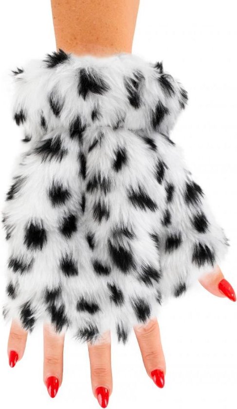 Zwarte pluche vingerloze handschoen