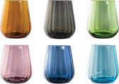 Livellara RINASCIMENTO Set van 6 GLAZEN | Waterglazen 400 ML | Stijlvol Design | Hoge Kwaliteit Glas | Mix van 6 Kleuren.