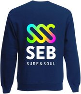 SEB - sweater blauw heren - Logo Neon - Navy - Wit | SUPboardonline
