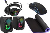 Denver Gaming Starterset - Headset - Stereo speakers - Muis - Muismat - RGB kleuren - Gaming bundel