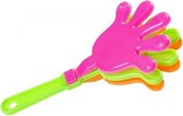 mini klapperhand oranje/roze/groen 9 x 5 cm