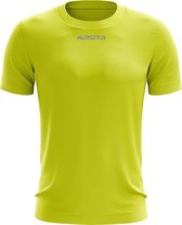 Masita | Active Sportshirt Dames Korte Mouw - Unisex  - Sneldrogend Sportshirt Heren - Licht Stevig Materiaal - NEON YELLOW - 164